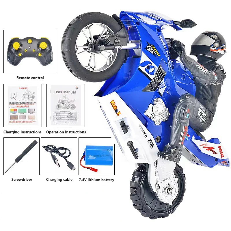 Plastic RC Self Balancing Stunt Motorcycle Toy for Kids