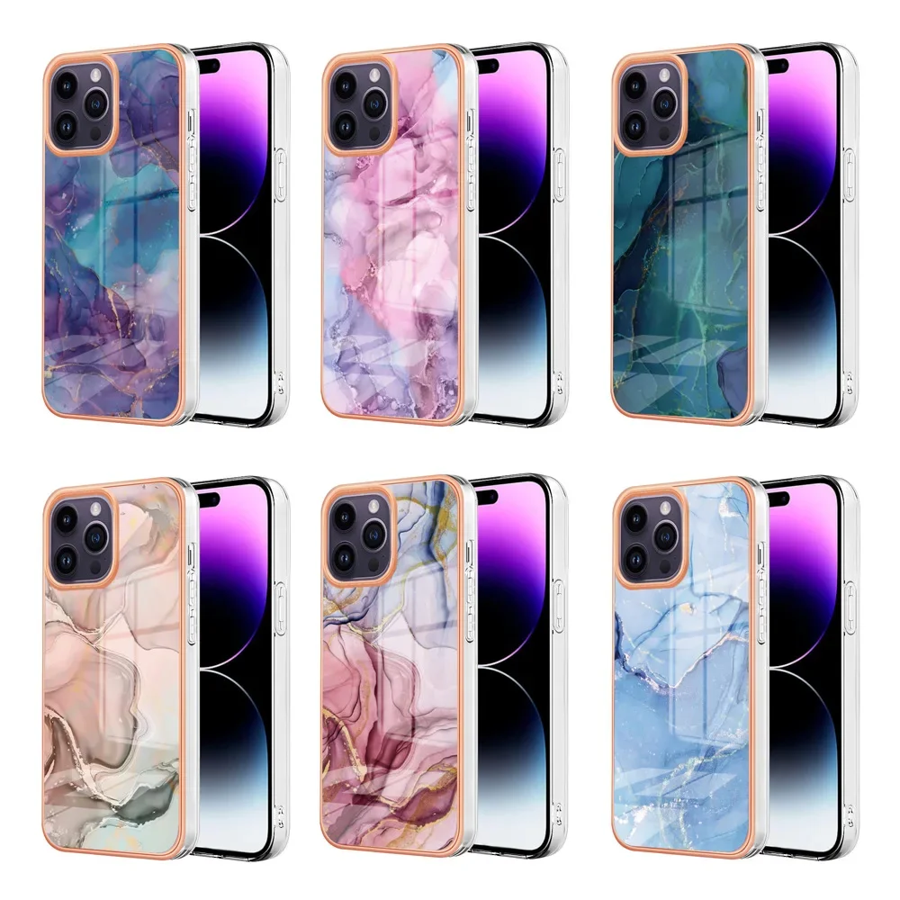 

5pcs Electroplsting Marble Style Case Flexible TPU Gel for iPhone 15 14 13 12 11 Pro Max