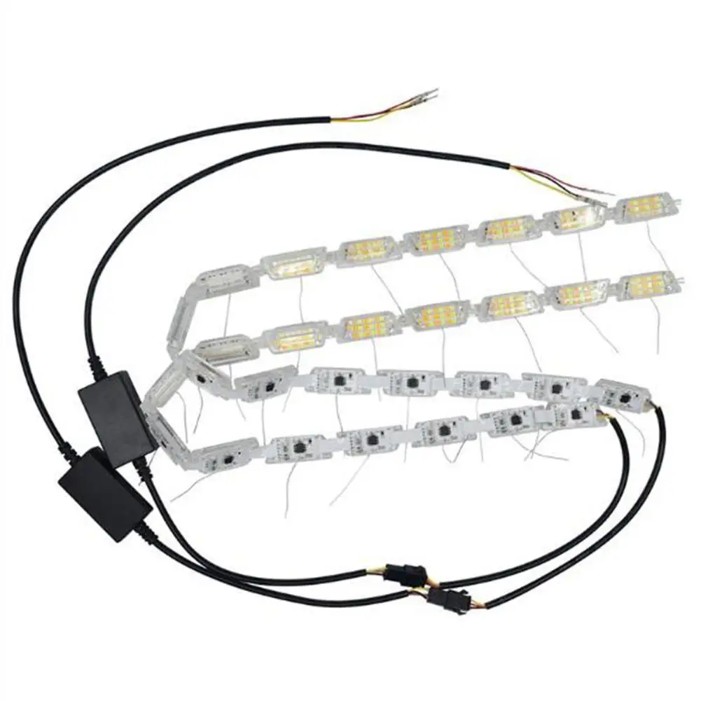 2pc Flexible LED Strip Light DRL Daytime Running Light car Waterproof Sequential Flow Headlight Runners Corner Turn Signal DRL