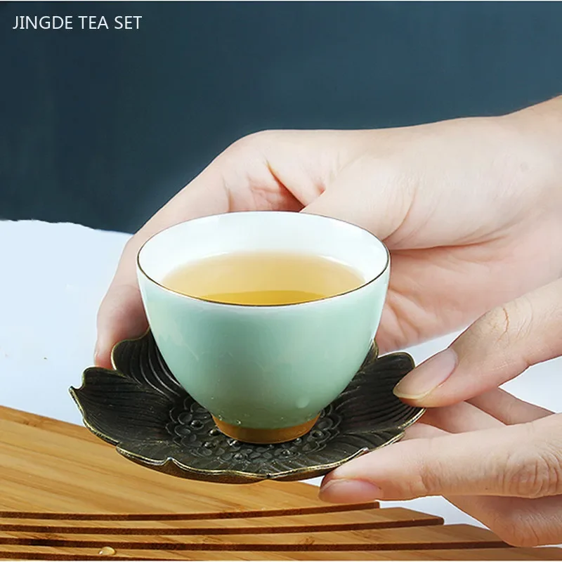 6pcs/50ml Exquisite Ceramic Tea Cup Set Chinese Zen Master Cup Handmade Beauty Portable Teacup Custom Ceramic Tea Set