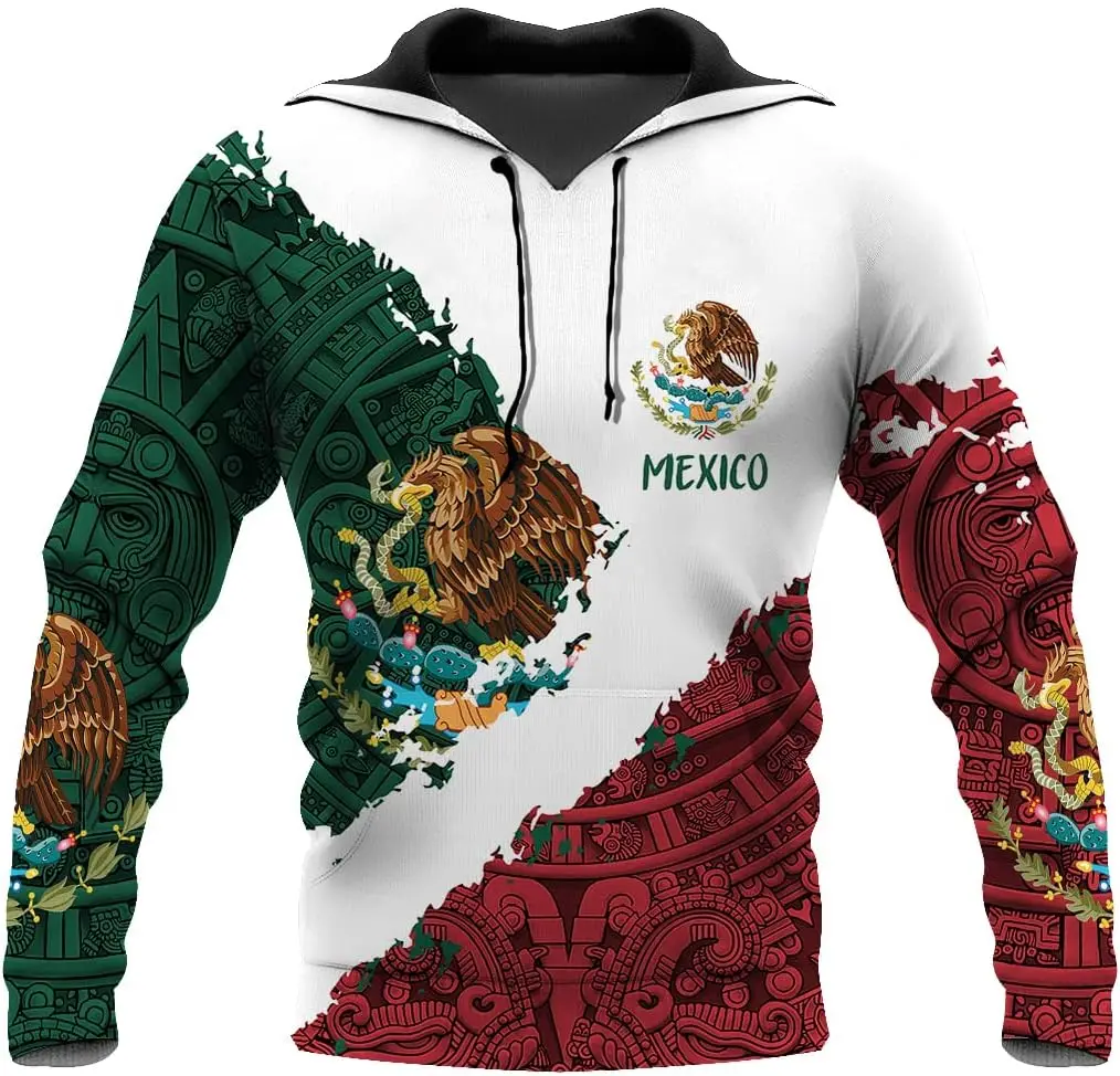 

Vintage men's casual hoodie Mexican Hoodies Aztec Mexico Mexican Hoodies 3D Print Casual Hooded Pullover