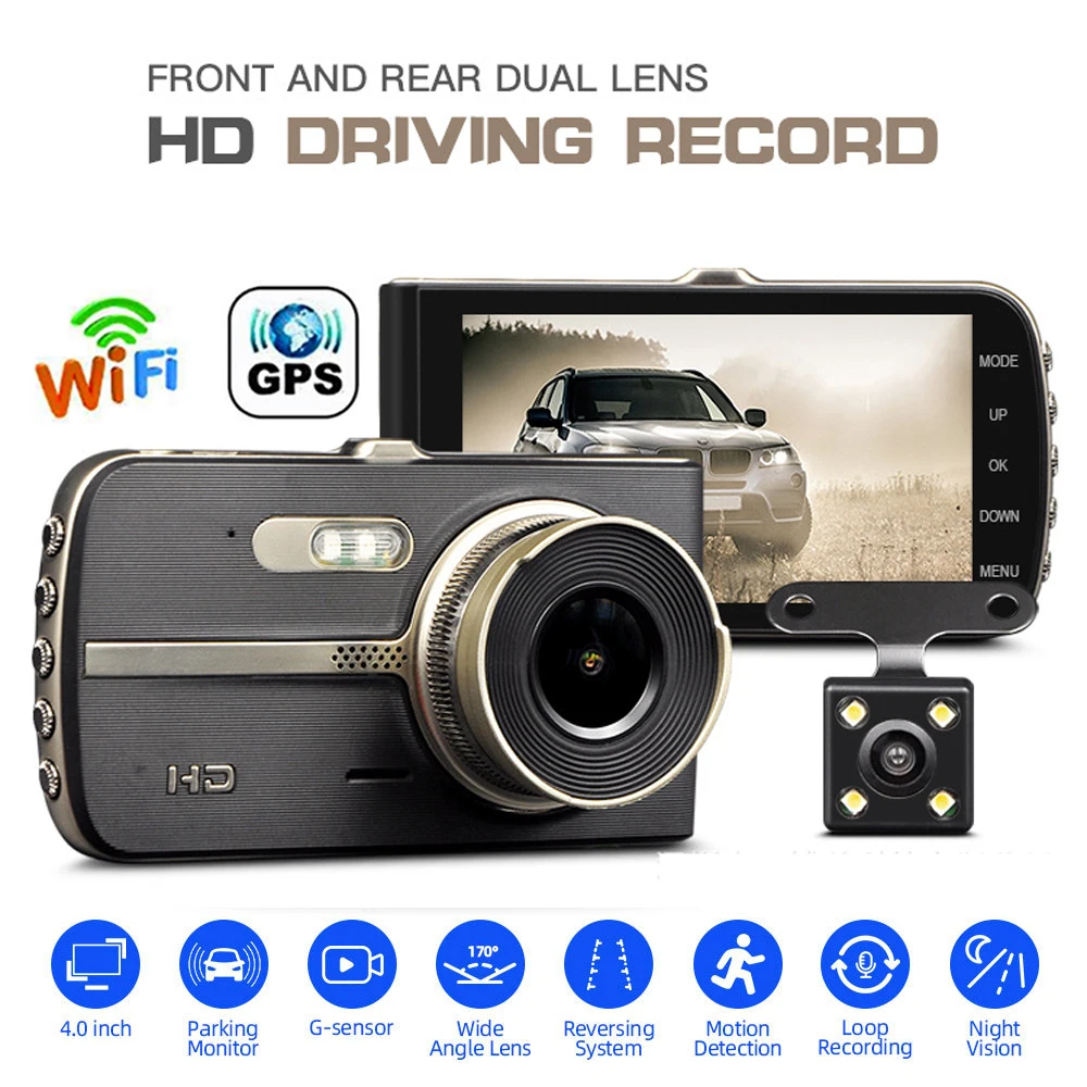 

Автомобильный видеорегистратор, видеорегистратор с Wi-Fi 4,0 Full HD 1080P, Автомобильная камера заднего вида, видеорегистратор, Автомобильный видеорегистратор, черный ящик, GPS, Trcam, парковочный монитор