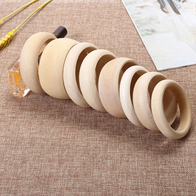 6PCs Unfinished Natural Untreated Plain Wooden 68mm(2.68") Round Bracelet K3ND 2