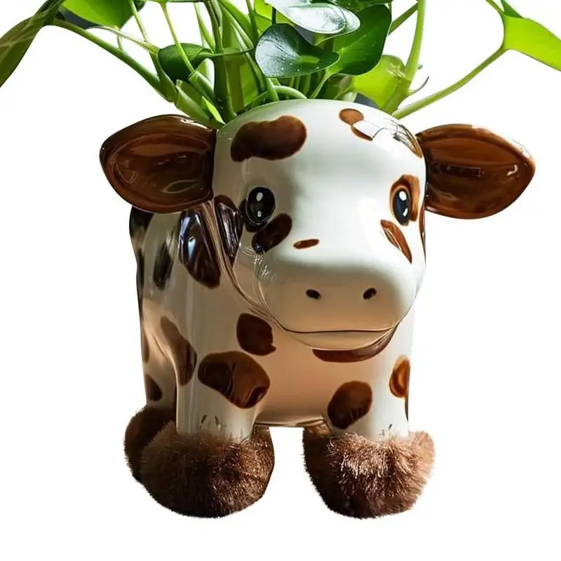 

Cute Highlands Cow Succulent Planter Pot Animal Shaped Resin Flowerpot Indoor Gardening Decor Funny Planter Storage container