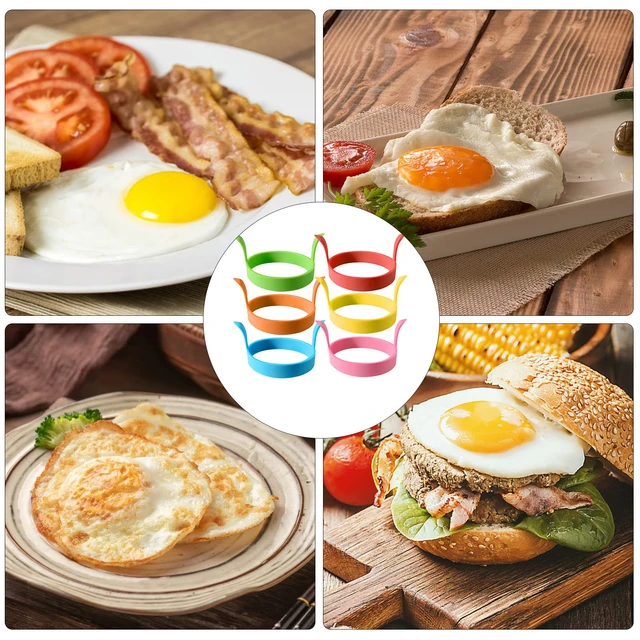 6PCS Round Egg Cooker Ring Premium Nonstick Multicolored Cooking Ring Molds  for Eggs Pancakes Mcmuffin Breakfast