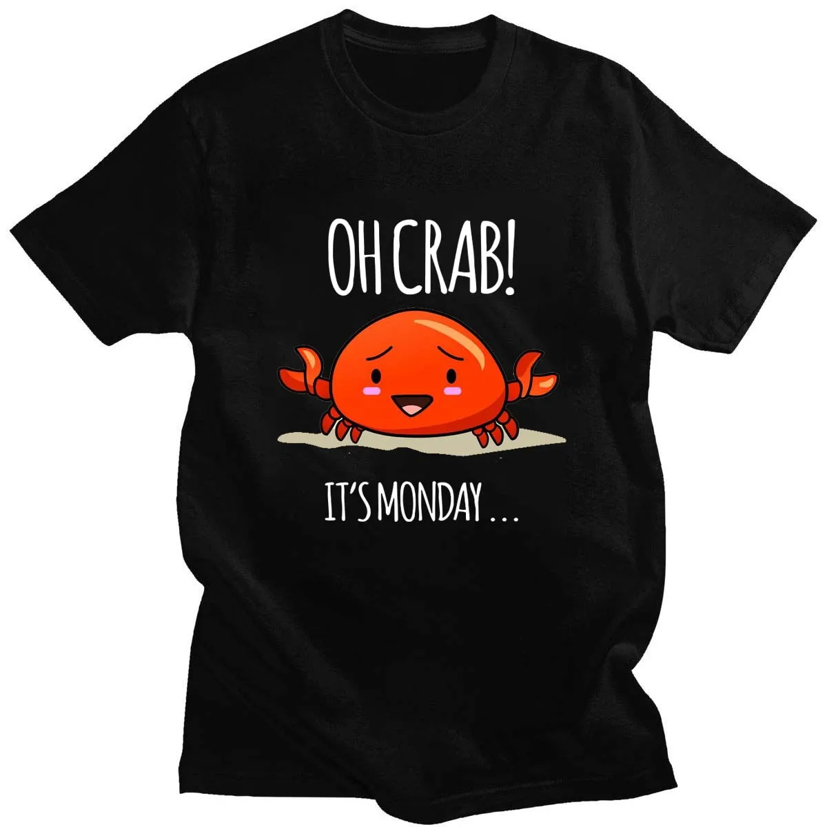 gym t shirts for men 2021 Summer New Product Funny Crab Print T-Shirt Pure Cotton Round Neck Unisex 14 Color Short Sleeve Casual Daily Cute Top white t shirt T-Shirts