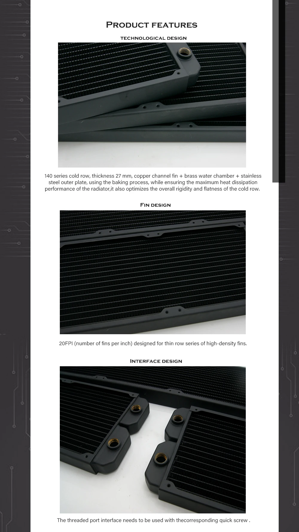 trocador de calor líquido do processador central gpu do refrigerador de água do cobre do radiador de água do pc para fã de