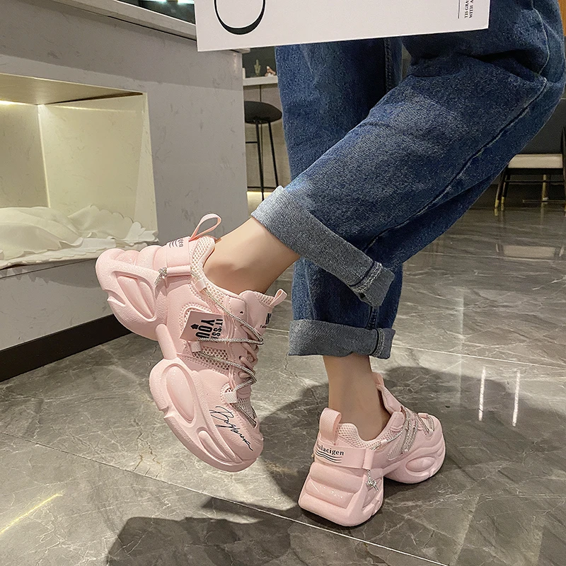 Shoes for Women 2024 Fashion Lace Up Women's Vulcanize Shoes Summer Outdoor Sport Shoes Ladies Sponge Bottom Women Sneakers