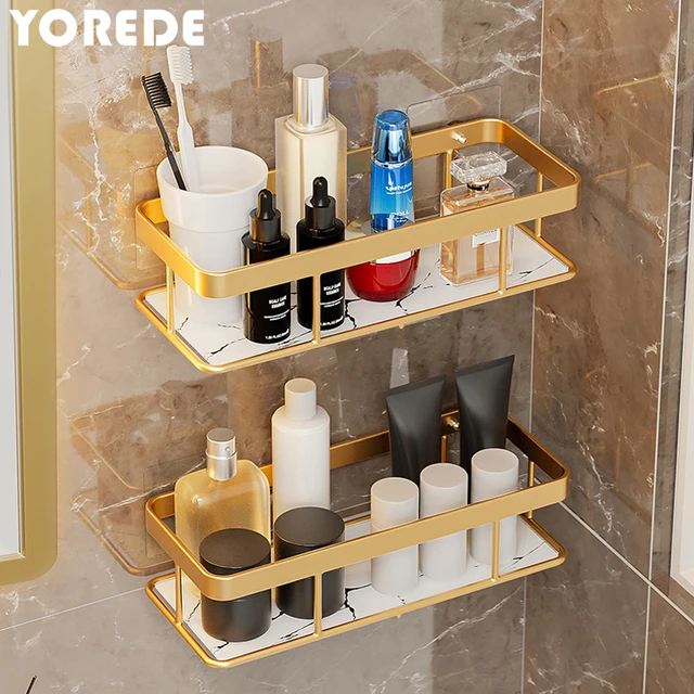 Self-adhesive Bathroom Storage Toothbrush Cup Shelves White Shampoo Towel Shelves  Shelf Bathroom Cosmetics Toilet Storage Racks - AliExpress