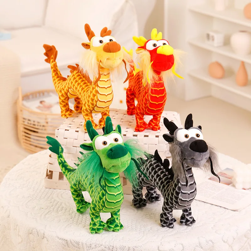 

1PC 40cm Chinese Zodiac Mascot Dragon New Year 2024 Cute Cartoon Dragon Home Decor Year Of Dragon Creative Ornament Gift