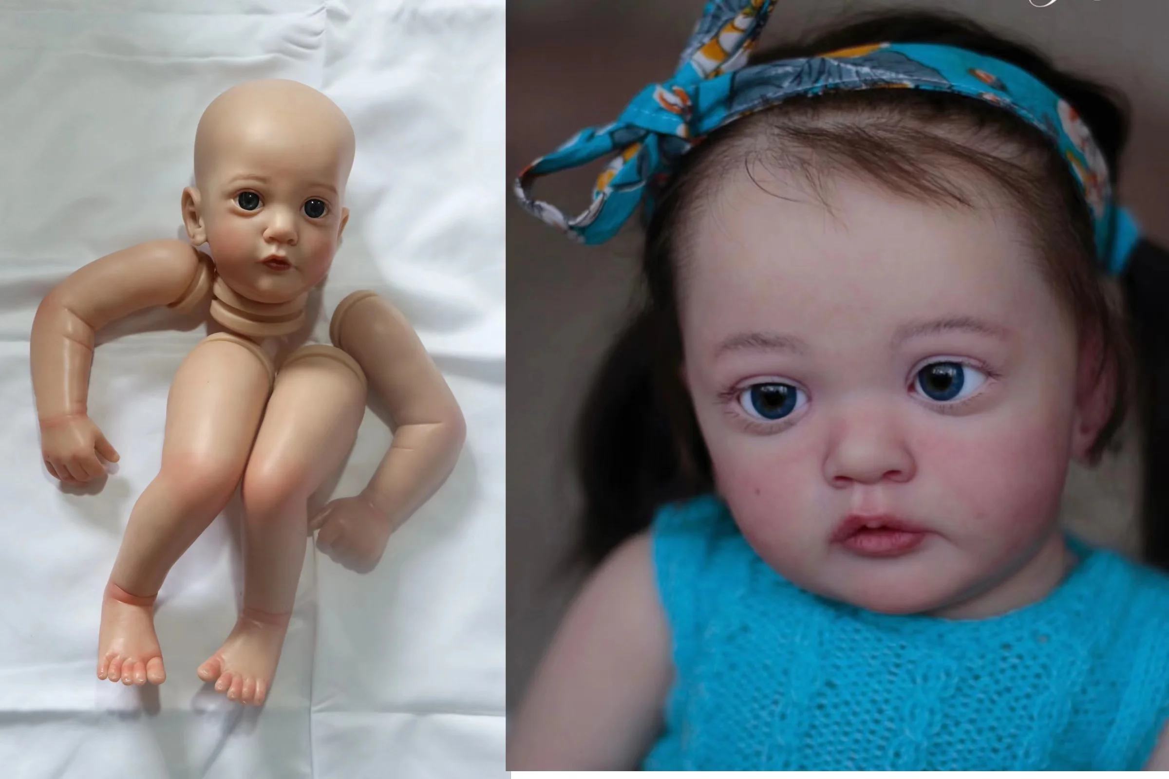 

FBBD 24‘’ Painted Kit Reborn Baby Ayana By Artist With Clear Vessel Unassembled Kit Lifelike Soft Tocuh Christmas Gift