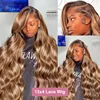 P4/27 mettre en évidence brun vague de corps 13x6 perruque de cheveux humains couleur blond miel 13x4 HD dentelle pré-plumée 40 46 pouces perruques pour les femmes