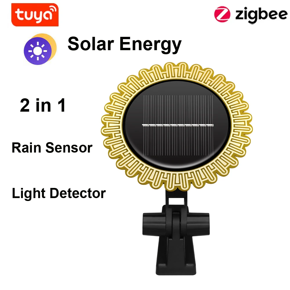 Rain Sensor Tuya Smart Zigbee Sunlight Solar Charging Real-time Rainwater Detector Smart Life App Controlled House Outdoor
