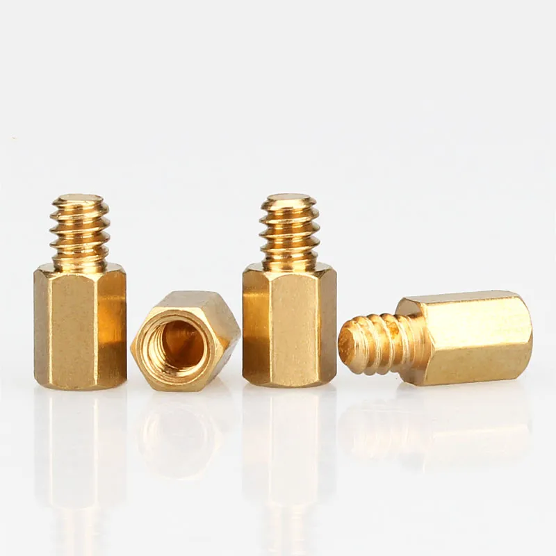 6#-32X6+4mm 6#-32X6.5+4mm Hex Brass Standoff Spacer Pillar PC Motherboard 20pcs