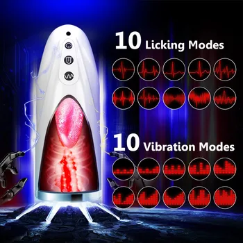 Automatic Tongue Oral Sex Sucking Male Masturbator Cup Powerful Sex Machines Trainer Real Vagina Peni Massage Sex Toy for Men 4