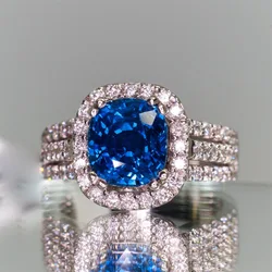 Exquisite Sterling Silver Ring with Blue Zircon & Gemstones - 8