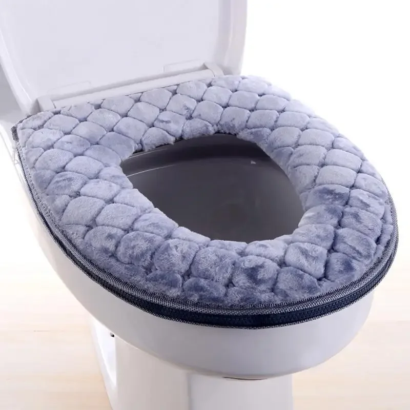 1pc 가을, 겨울 긴 플러시 변기 쿠션 가정용 두꺼운 변기 쿠션 빨 수있는 변기 쿠션 가스켓
