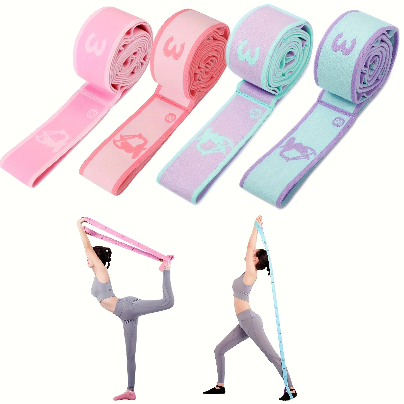 Yoga Stretch Strap Sports Exercise Resistance Bands for Dance Gymnastics Workout Pilates Physical Therapy