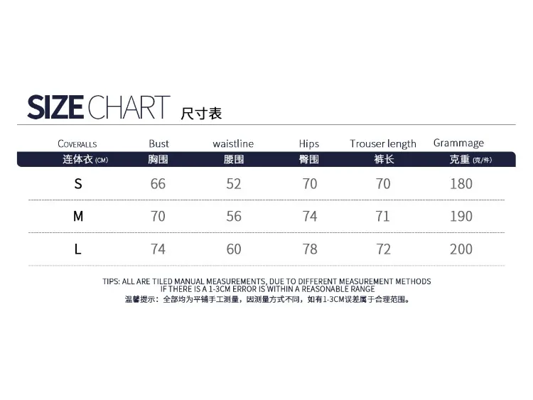 Size chart and fit details