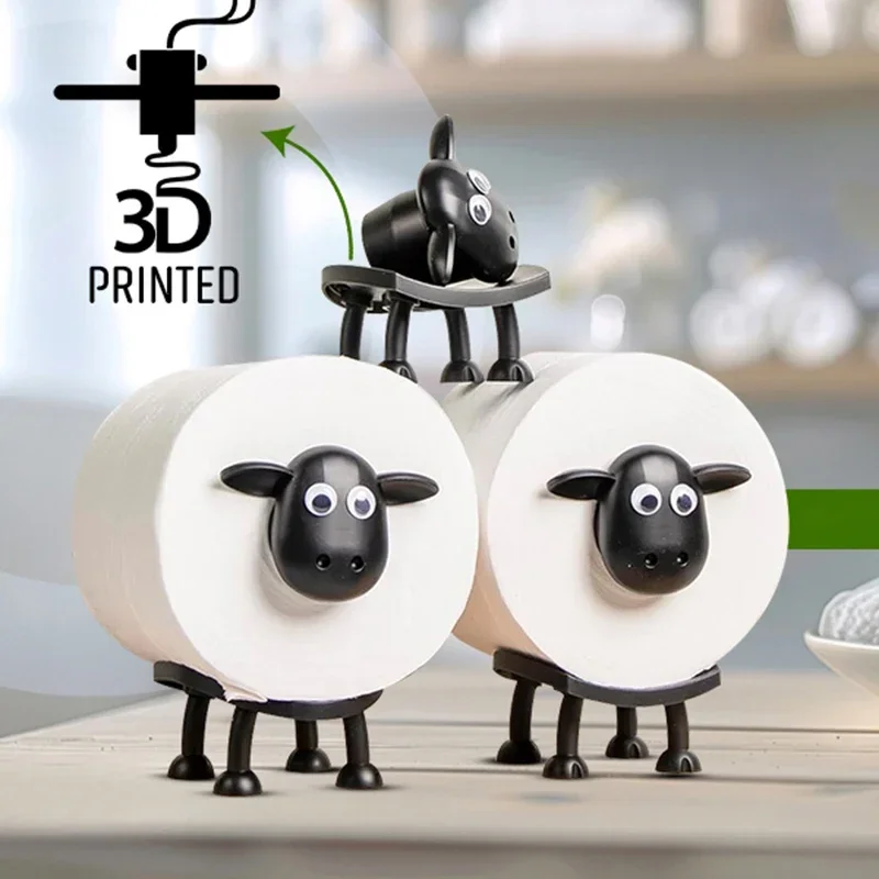 Black Sheep Toilet Roll Holder Free Standing Storage Tissue Organiser Home Bathroom Decor Cute Animal Toilet Paper Holder 5