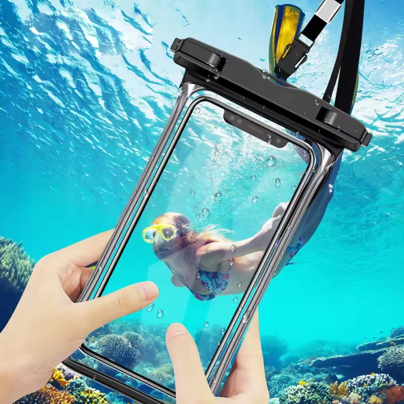 Fonken Waterproof Phone Pouch Up to 6.5" IPX8 Underwater Phone Case Dry Bag ,Transparent Swimming Dry Cover Pouch 1