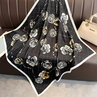 Women Fashion 90*90cm Print Silk Scarf Female Square Scarves Headband Foulard Ribbon Wraps Hairband Neckerchief Shawls Bandanna 2