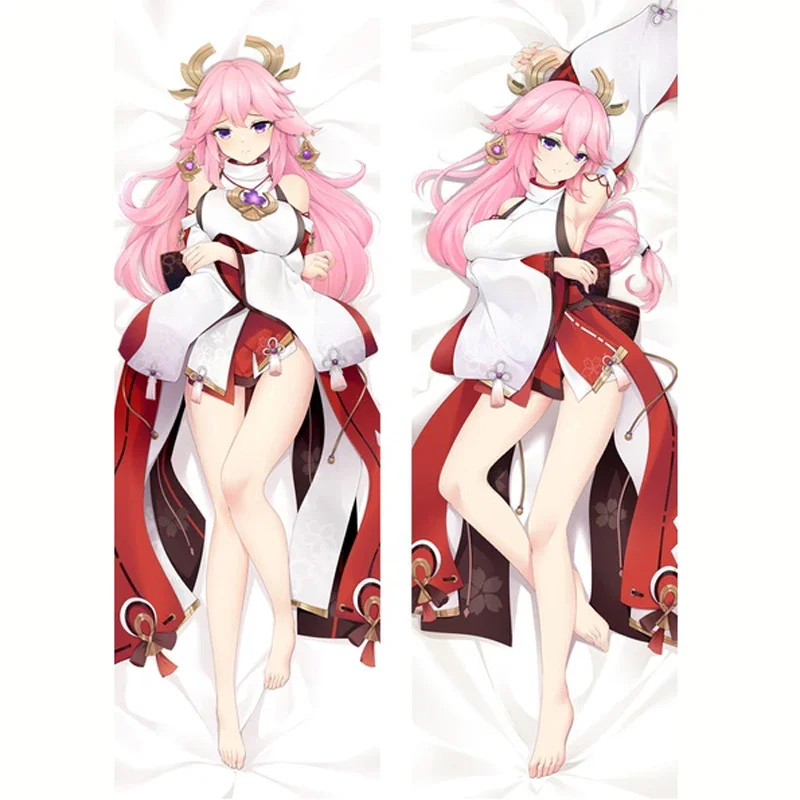 

60x180 см аниме Dakimakura Game Genshin Impact Yae Miko Guuji Yae подушка для косплея искусственная кожа длинная наволочка подарок