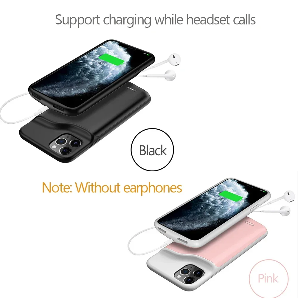 6000mAh 외부 배터리 충전기 아이폰 X XS XR 11 Pro Max 보조베터리 백업 충전기 커버 iPhone 6 7 8 플러스 SE2