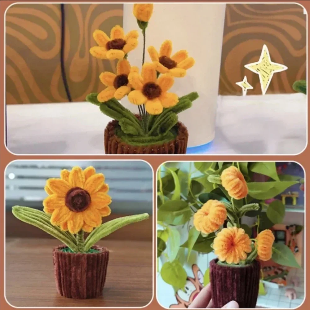 100/300pcs Pipe Cleaners Chenille Stem Craft Flower Supplies,  3 Colors Pipe Cleaners Set for DIY Art and Craft Decorations