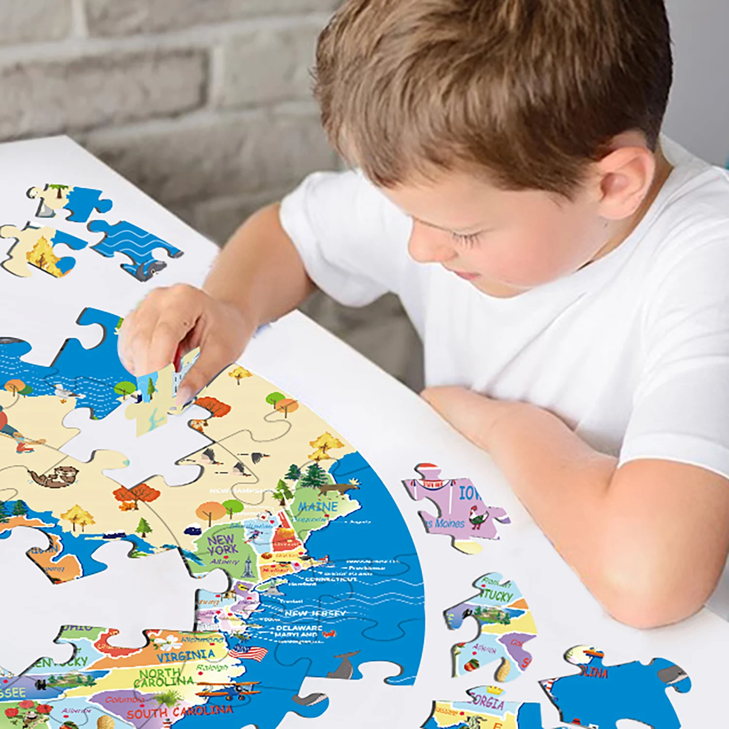 70 Pieces USA Map Jigsaw Puzzles for Adults Home Decor Games Family Fun Floor Puzzles Educational Toys for Kids 3