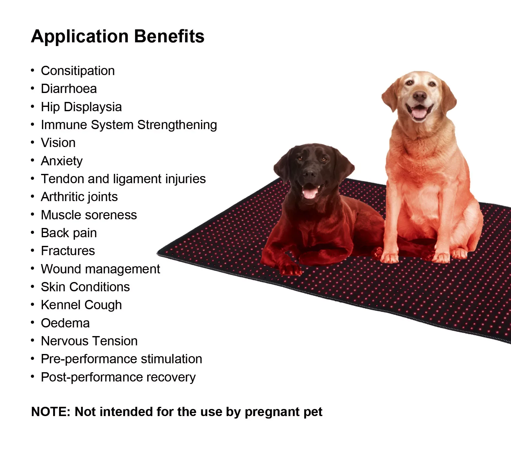 Red Light Therapy Pad for Pet 30x38 Inch Infrared Heating Light for Dogs Horses Cats Other Animals