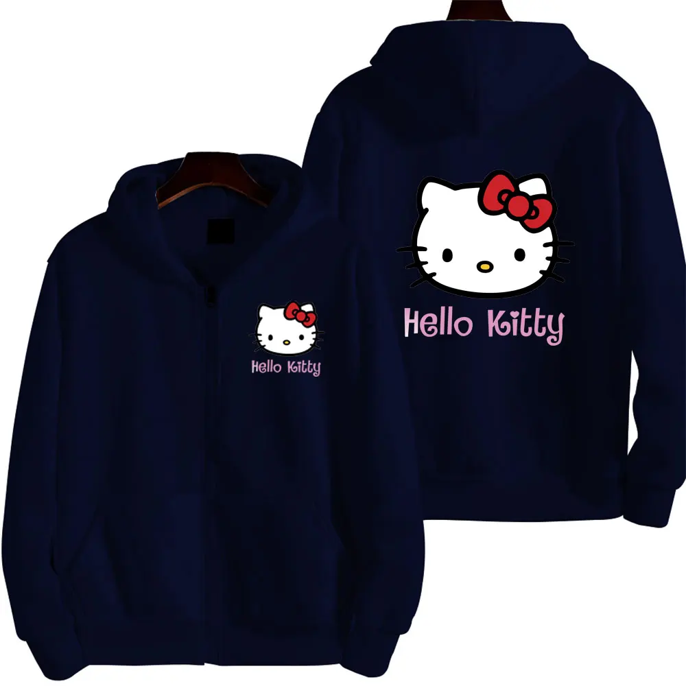 thumbnail image 1 of Sudadera con capucha de Hello Kitty para hombre y mujer, chaqueta rosa con cremallera, ropa de gran tamaño, abrigos de Anime de dibujos animados, moda de primavera y otoño, 1 of 5