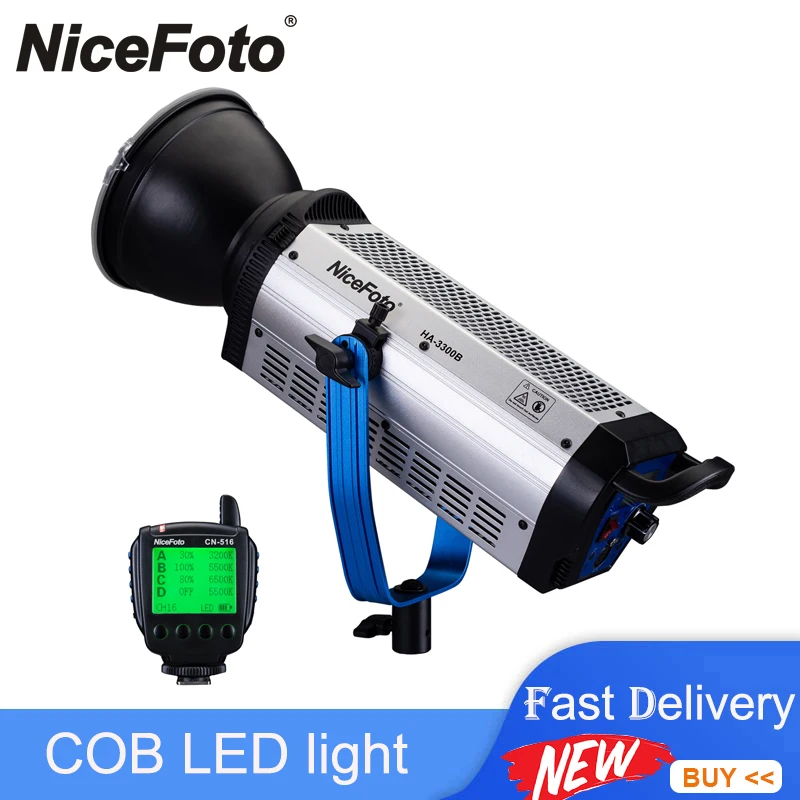 

Nicefoto HA-3300B 330W Daylight COB LED Video Light 5500K Photography Lighting Studio Light with 2.4G Remote Control