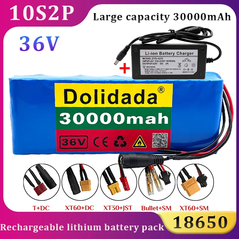 

18650 10S2P High Power 36V Rechargeable Lithium-ion Battery Pack30000mAh Suitable for Electric Bicycle Scooter with Built-in BMS