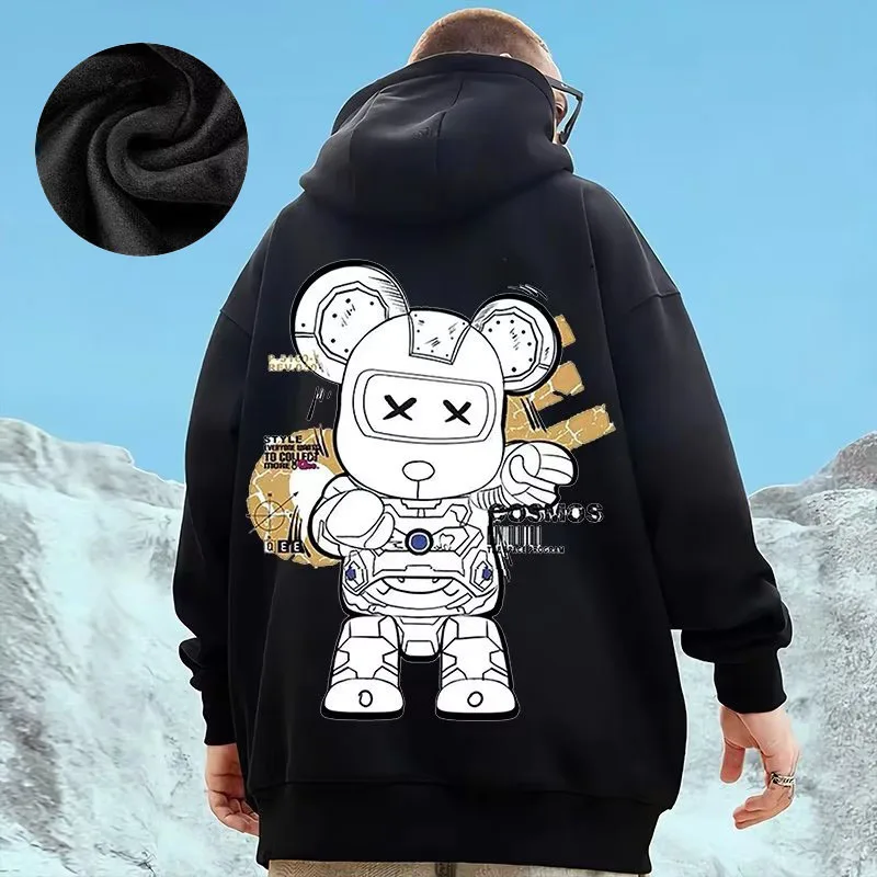 Hooded Sweater Men's Trendy Brand Large Size M-8XL Men's Autumn And Winter Style Plush And Thick Fat Hip-hop Pullover Jacket