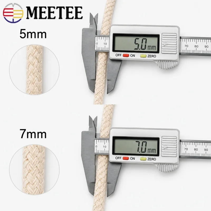 20/30/100m 5/7mm 면 꼬임끈 땋은 끈 가방끈 옷 가정용 섬유 마크라메 공예 바느질 액세서리 트림