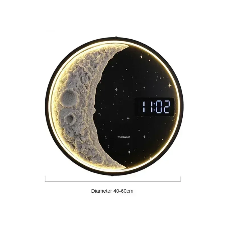 Modern Moon Wall Lamp Creative Home Decor with Clock Room Decoration Hanging Decorations Simple Bedroom Bedside Atmosphere Lamp 6