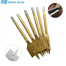 

6pcs Woodworking Flat Drill Set 10mm-25mm Three Point Hole Opener Titanium Plated Woodworking Punch Bit Woodworking Tools