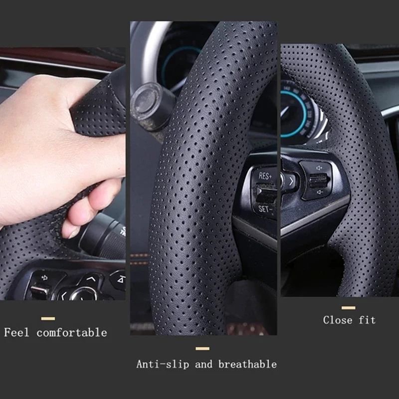 Per Acura RDX 2013-2017 ILX 2012-2019 ZDX TL 2009-2012 coprivolante per auto antiscivolo in vera pelle cucito a mano