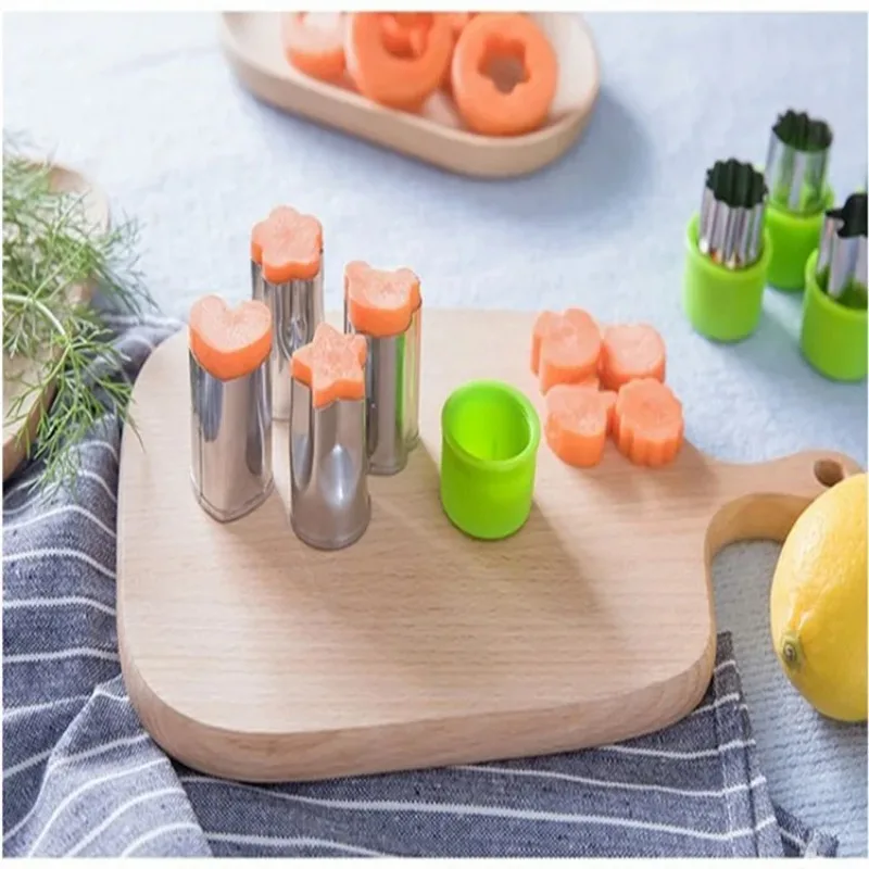 8pcs/set Stainless Steel Flower Shape Rice Vegetable Fruit Cutter Mold Slicer Cake Cookies Cutting Shape Cake Baking Tools