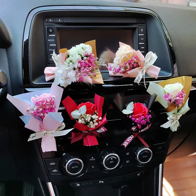 Mini Rose Bouquet Car dried-flower air Outlet Aromatherapy Creative Flowers  Mini Bouquet Car Perfume Air Freshener Ornament - AliExpress