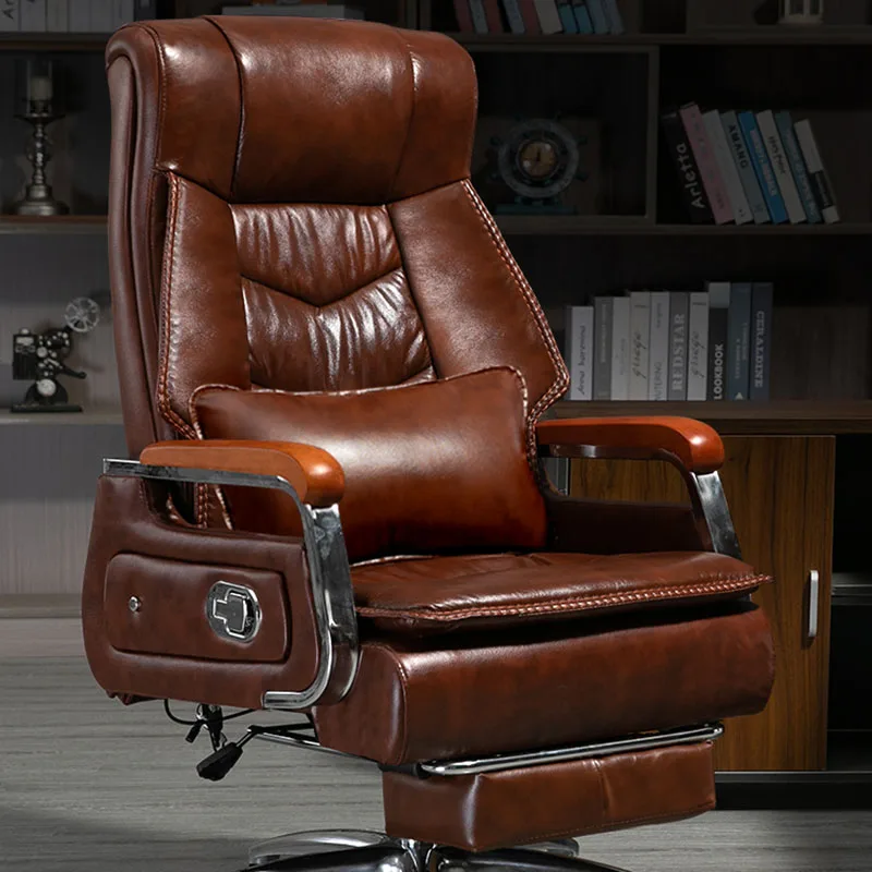 

Brown Canada Office Chair In Leather Vintage Neck Support Black Office Chair Luxury Ergonomic Cadeira De Escritorio Furniture