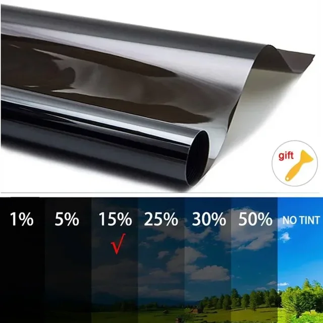 50x100cm 15% VLT Car Window Tint Film Glass Sticker Sun Shade Film For Car UV Protector Foils Sticker Films With Free Scraper 2