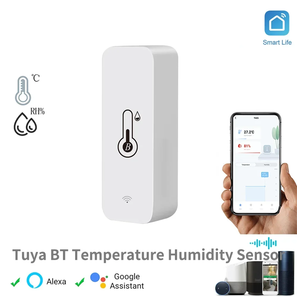 Temperature Humidity Sensor Tuya BT Smart Temperature Humidity Sensor Indoor Hygrometer Bluetooth-Compatible APP Remote Control Works With Alexa Google Home