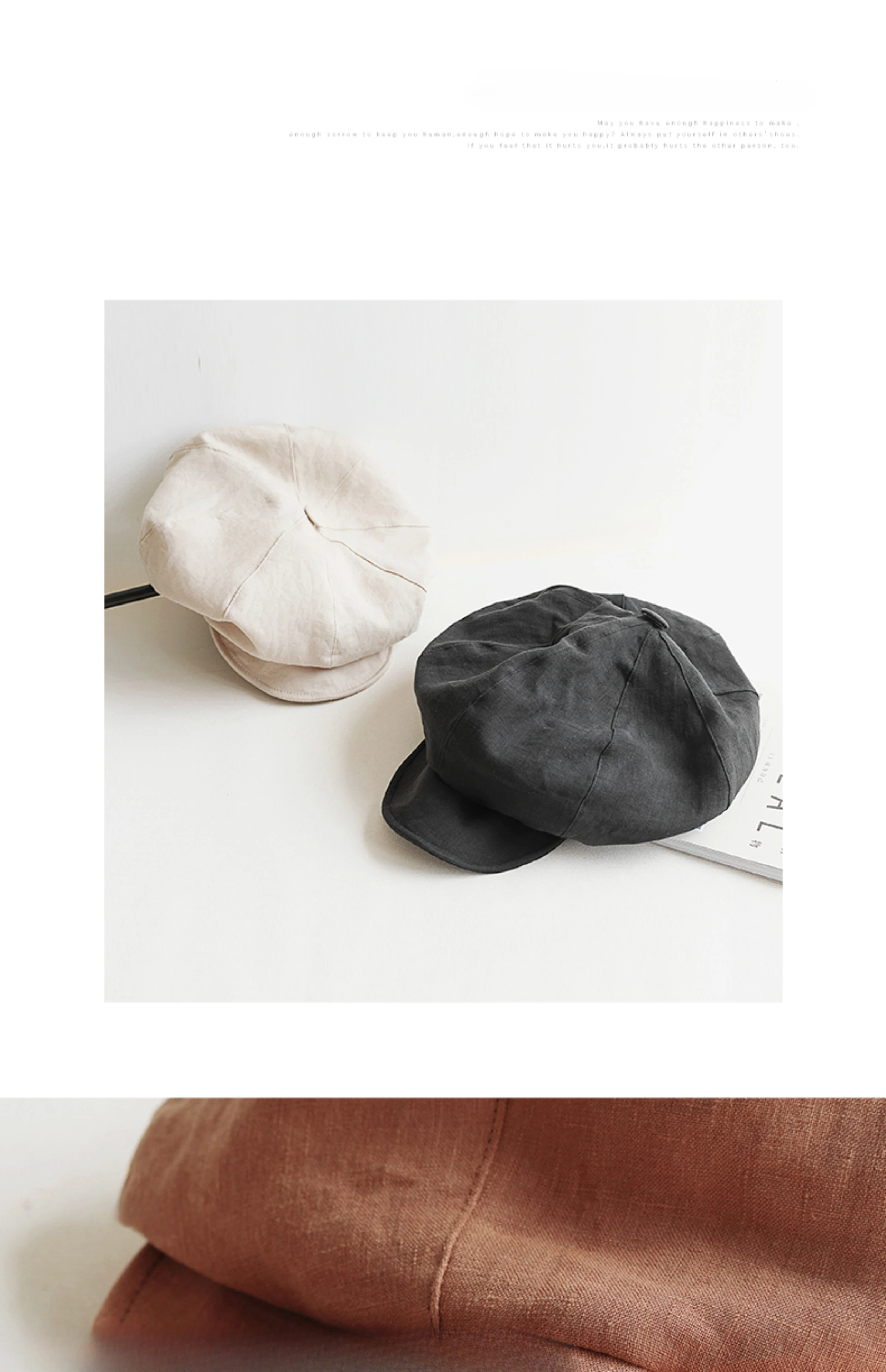 Chapeaux Vintage Britpop Casquette Coréenne Confortable Respirante Agréable pour la Peau Couvre-Chef Printemps Loisirs Décontracté Anniversaires Fêtes Mariage Abricot