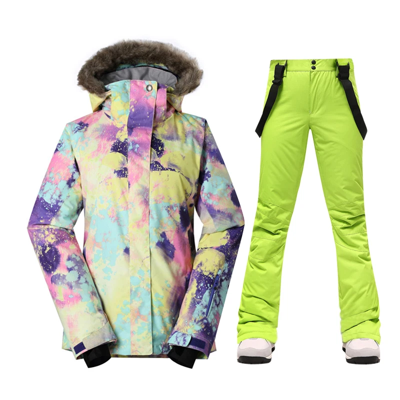 

Новый Зимний лыжный костюм для женщин теплая ветрозащитная Водонепроницаемая уличная спортивная зимняя куртка и брюки Женское лыжное снаряжение Одежда для сноуборда