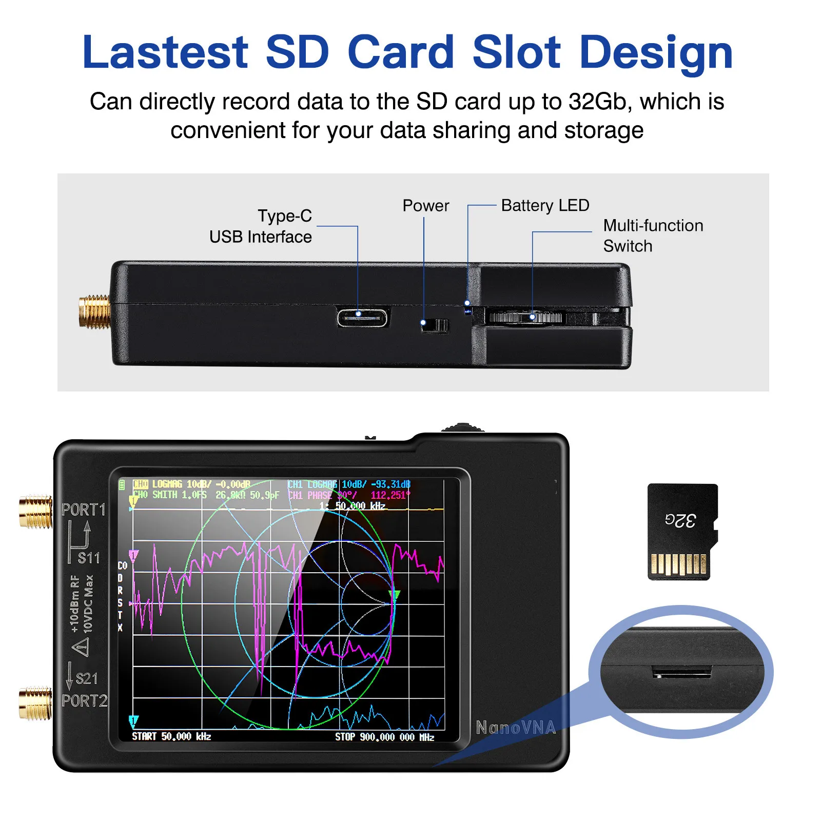 2022 New NanoVNA-H4 Vector Network Antenna Analyzer 4" Display 10KHz-1.5GHz MF HF VHF UHF With SD Card Slot Version 2