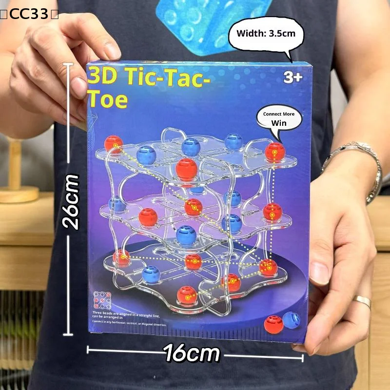 1 세트 인터랙티브 체스 보드 게임 장난감 3D TIC-TAC-TOE 게임 재미있게 플레이할 수 있는 교육용 장난감 사각형 전략 테이블 게임〔CC33〕