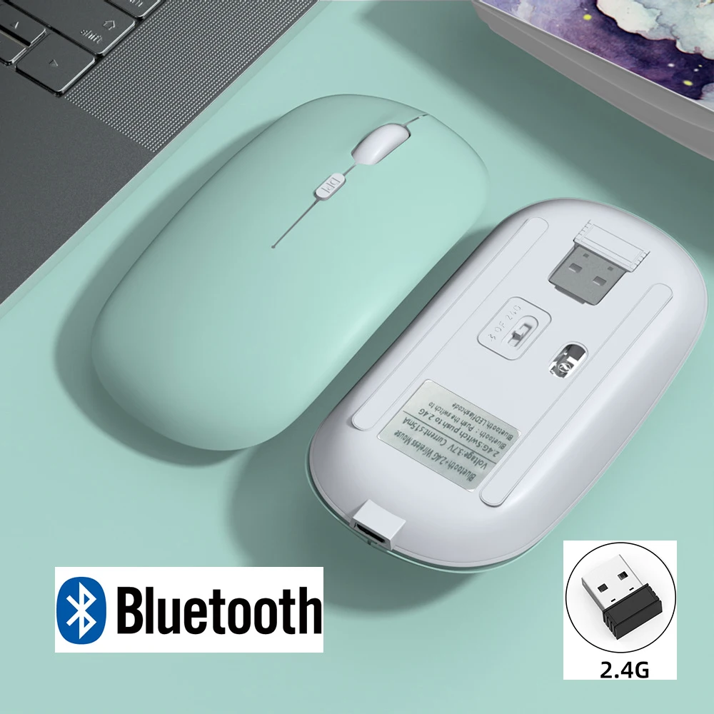 Rechargeable Wireless Bluetooth Mouse For iPad Samsung Huawei MiPad 2.4G USB Mice For Android Windows Tablet Laptop Notebook PC mouse for apple mac Mice