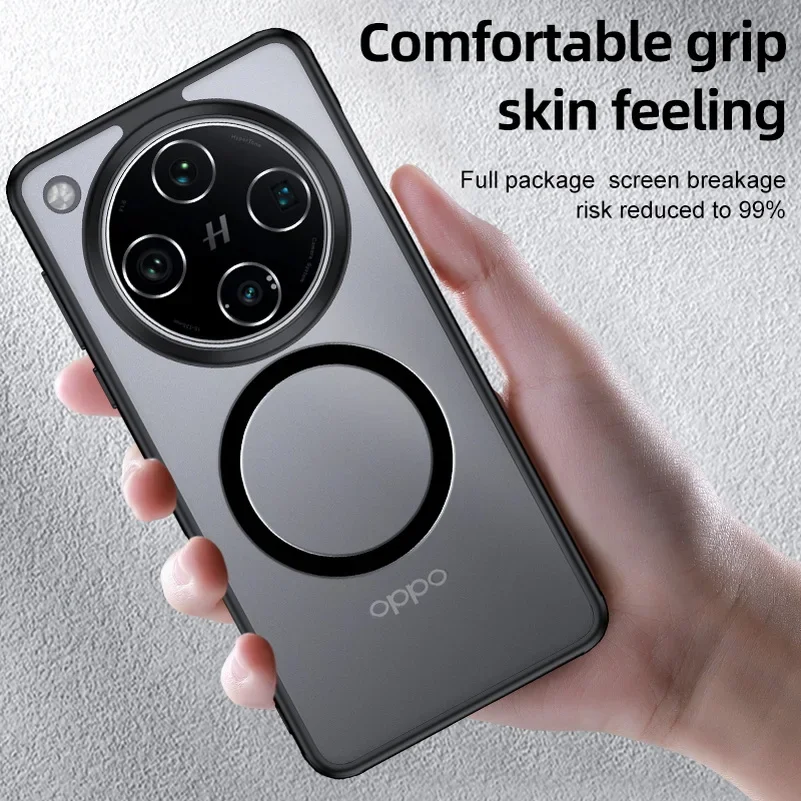 YUECXIN Cover Magnetica per Oppo Find X8 Pro 5G Compatibile con MagSafe, Custodia Ultra Sottile Traslucida Opaca PC Posteriore Morbido Antiurto TPU Bumper Case. Rosso